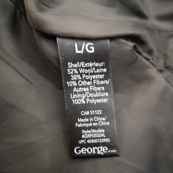 George Ladies Size Large Black Button Front Wool Blend Lined Pea Coat - Picture 5 of 9